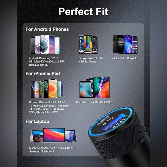 30W USB C Car Charger PD 3.0 Fast Charge Dual Port USB Type C 2.4a USB A Cagardo - Picture 7 of 11